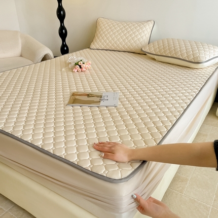 91家纺网 家纺一手货源 找家纺 （总）欧邦2025新款纯色加厚乳胶床笠三件套