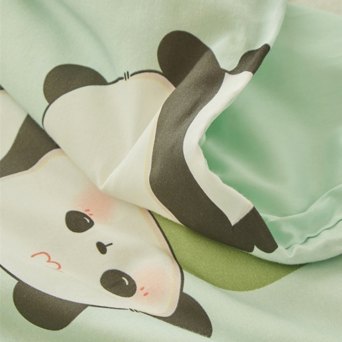 91家纺网 家纺一手货源 找家纺 艾佳宝贝 2025新款A类儿童全棉多功能单被套可拆式夏被 lucky熊猫