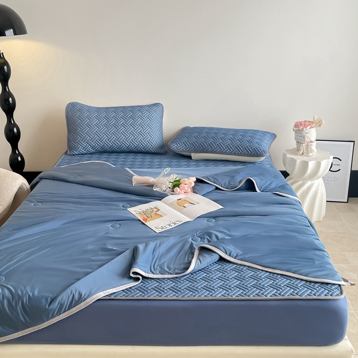 91家纺网 家纺一手货源 找家纺 （总）欧邦2025新款纯色加厚乳胶床笠三件套