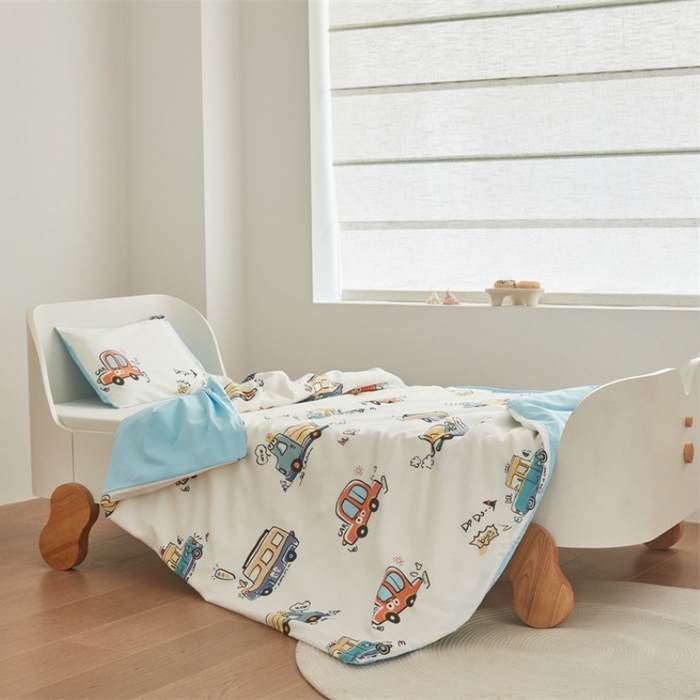 91家纺网 家纺一手货源 找家纺 艾佳宝贝 2025新款A类儿童全棉多功能单被套可拆式夏被四季被子 巴士汽车