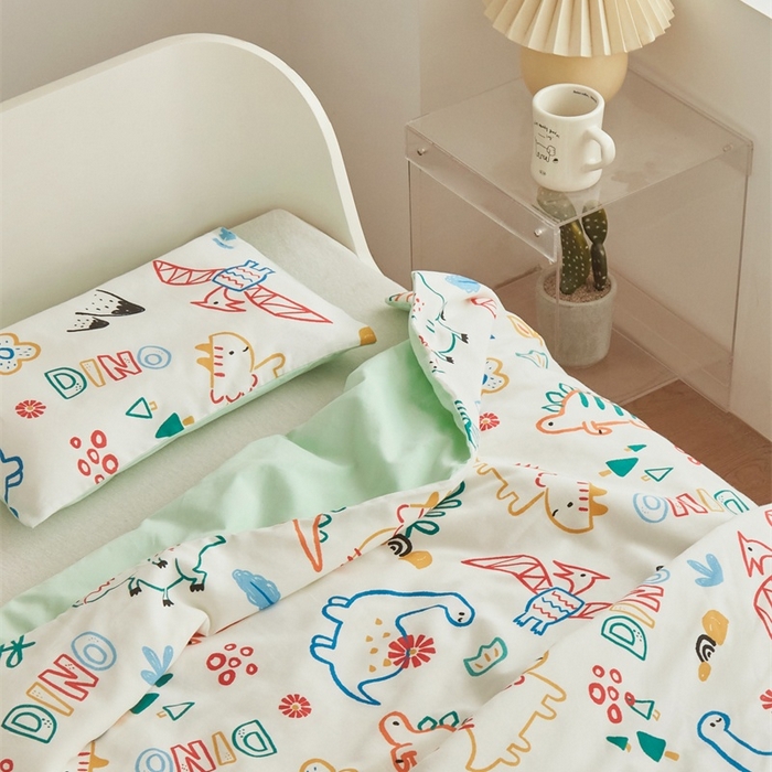 91家纺网 家纺一手货源 找家纺 艾佳宝贝 2025新款A类儿童全棉多功能单被套可拆式夏被 好多恐龙