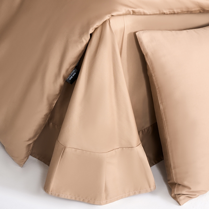 91家纺网 家纺一手货源 找家纺 闲鱼家纺 2025新款亲肤舒适60S黑标A类全棉纯色四件套单被套单床笠-风格一单被套单床笠-风格二 香槟驼