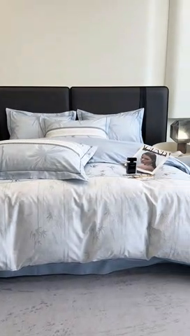 91家纺网 家纺一手货源 找家纺 乐蔻家纺 2025新款全棉13376数码印花四件套 风吹椰林(兰）