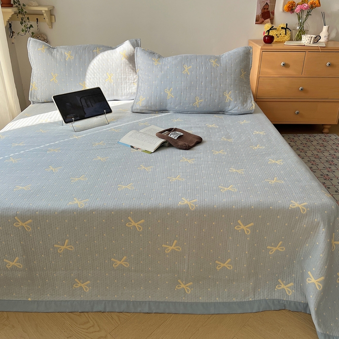 91家纺网 家纺一手货源 找家纺 （总）桃喜 2025新款A类全棉三层纱布提花多功能夏被盖毯床盖枕巾