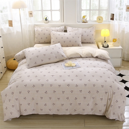 91家纺网 家纺一手货源 找家纺 （总）织写 2025新款A类双层纱针织棉四件套床单四件套床单四件套小清新四件套