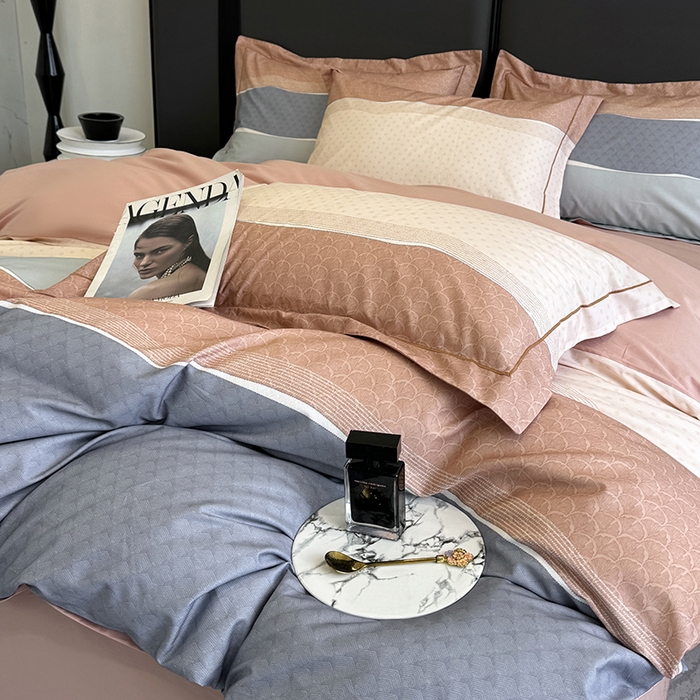 91家纺网 家纺一手货源 找家纺 乐蔻家纺 2025新款全棉13376数码印花四件套 漫步（桔）