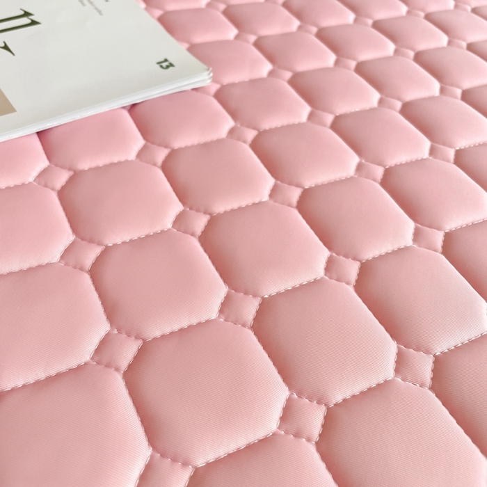 91家纺网 家纺一手货源 找家纺 欧邦2025新款纯色加厚乳胶床笠三件套 方格-豆粉