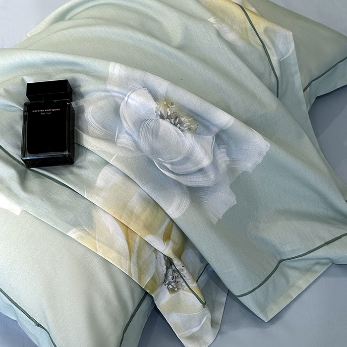 91家纺网 家纺一手货源 找家纺 乐蔻家纺 2025新款全棉13376数码印花四件套 花影私语 绿