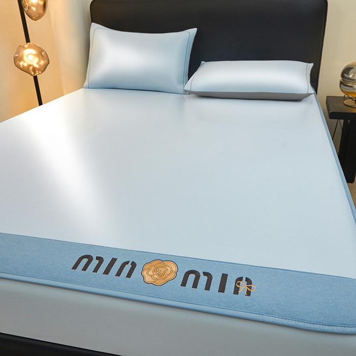 91家纺网 家纺一手货源 找家纺 全季家居 2025新款全季家居5A抗菌min系列凉感冰丝席 床笠-天蓝