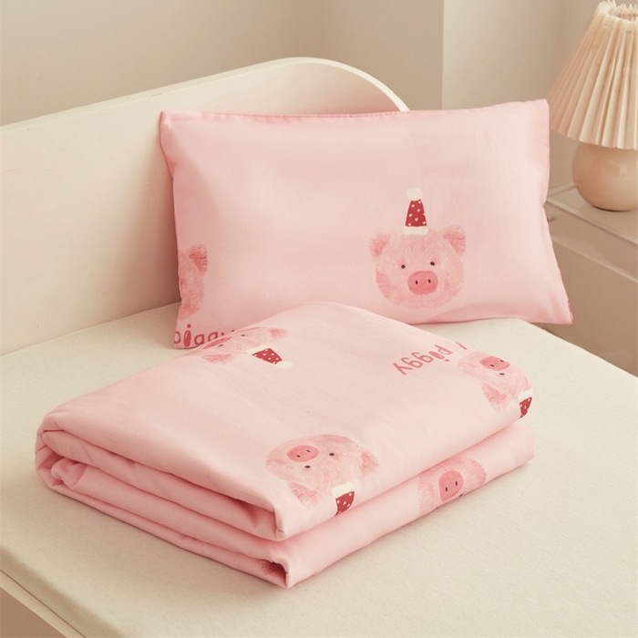 91家纺网 家纺一手货源 找家纺 艾佳宝贝 2025新款A类儿童全棉多功能单被套可拆式夏被 乖巧萌猪