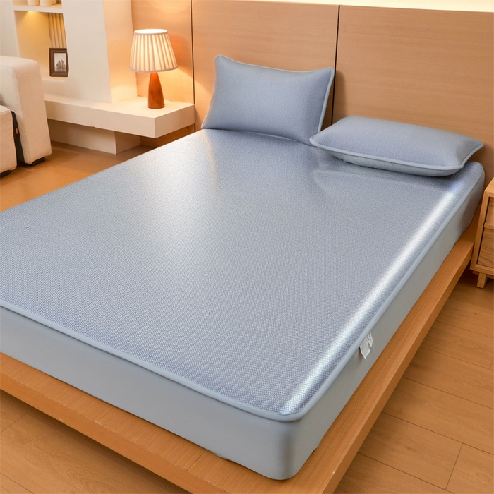 91家纺网 家纺一手货源 找家纺 （总）2025夏季新品纯色冰藤床笠三件套凉感冰丝床笠席子单件床罩