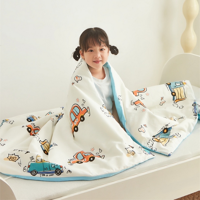 91家纺网 家纺一手货源 找家纺 艾佳宝贝 2025新款A类儿童全棉多功能单被套可拆式夏被四季被子 巴士汽车