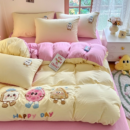 91家纺网 家纺一手货源 找家纺 （总）优卡迪家纺馆 2025新款水洗棉毛巾绣四件套（下载文件夹包含买家秀）