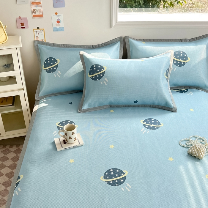 91家纺网 家纺一手货源 找家纺 懒猫家纺 2025春夏新款250D数码印花冰丝席凉席席子 探索星球