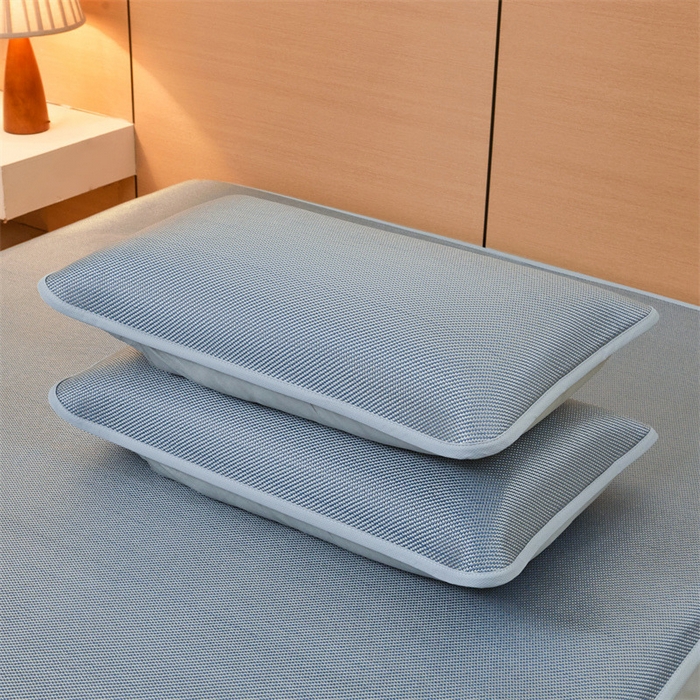 91家纺网 家纺一手货源 找家纺 2025夏季新品纯色冰藤床笠三件套凉感冰丝床笠席子单件床罩 冰藤床笠-暮云蓝