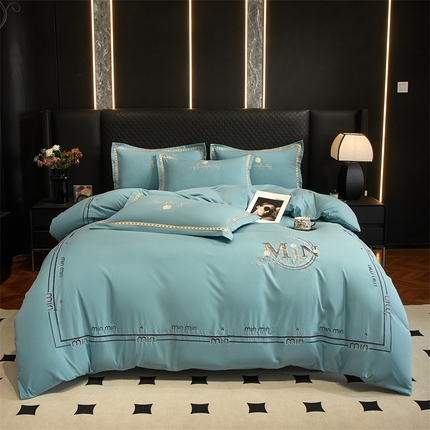 91家纺网 家纺一手货源 找家纺 （总）佳宇轩 2025爆款水洗棉五彩刺绣四件套简约轻奢织带绣花床单床笠被罩4件套-简约时代