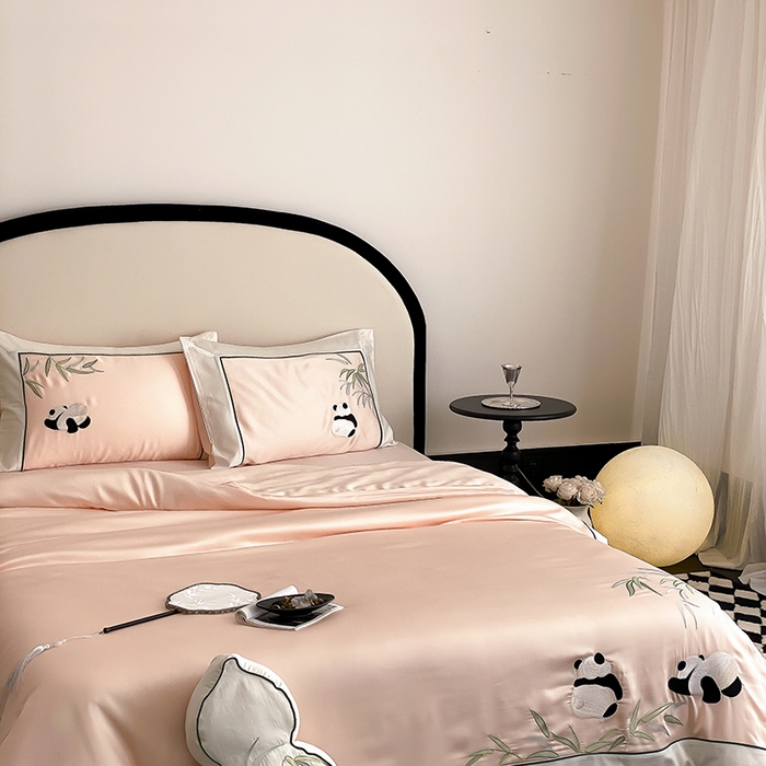 91家纺网 家纺一手货源 找家纺 （总）MIU缪家居 2025新款60支兰精天丝四件套-熊猫与竹