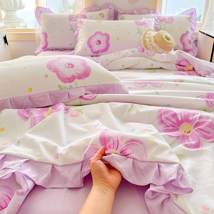 91家纺网 家纺一手货源 找家纺 佳一家纺 2025新款亲肤水洗棉夏被 夏日如花