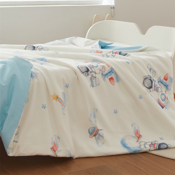 91家纺网 家纺一手货源 找家纺 艾佳宝贝 2025新款A类儿童全棉多功能单被套可拆式夏被四季被子 航天员