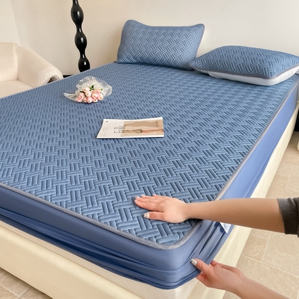 91家纺网 家纺一手货源 找家纺 （总）欧邦2025新款纯色加厚乳胶床笠三件套