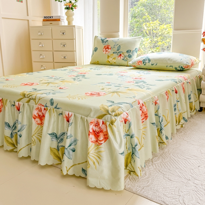 91家纺网 家纺一手货源 找家纺 莎臣豹 2025新款植物羊绒单品单件单床裙可配床裙三件套 如沐春风