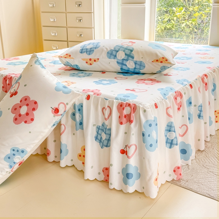 91家纺网 家纺一手货源 找家纺 莎臣豹 2025新款植物羊绒单品单件单床裙可配床裙三件套 萌萌甜心