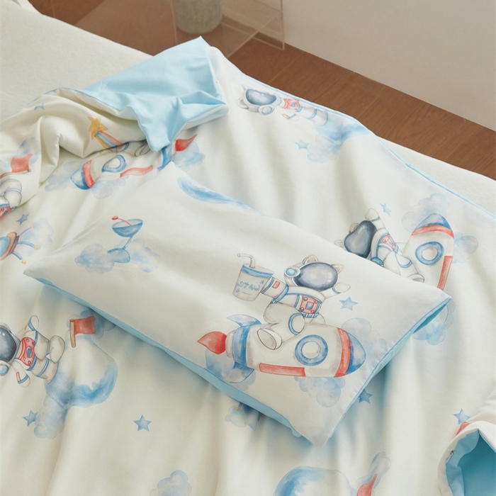 91家纺网 家纺一手货源 找家纺 艾佳宝贝 2025新款A类儿童全棉多功能单被套可拆式夏被四季被子 航天员