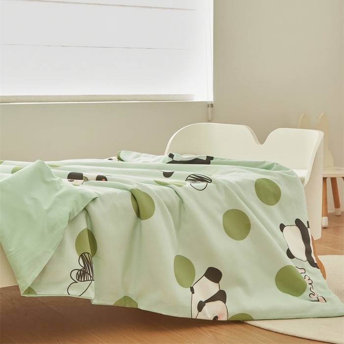 91家纺网 家纺一手货源 找家纺 艾佳宝贝 2025新款A类儿童全棉多功能单被套 lucky熊猫