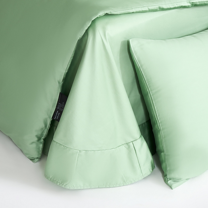 91家纺网 家纺一手货源 找家纺 闲鱼家纺 2025新款亲肤舒适60S黑标A类全棉纯色四件套单被套单床笠-风格一单被套单床笠-风格二 翠微绿