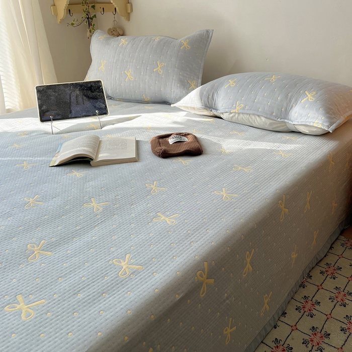 91家纺网 家纺一手货源 找家纺 （总）桃喜 2025新款A类全棉三层纱布提花多功能夏被盖毯床盖枕巾