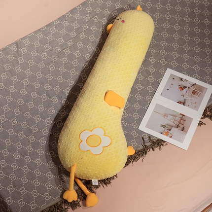 仟亿莱 2025新款豆豆绒大鹅长条抱枕 豆豆绒长条小黄鸡