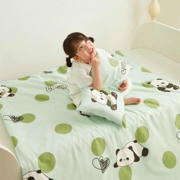 91家纺网 家纺一手货源 找家纺 艾佳宝贝 2025新款A类儿童全棉多功能单被套可拆式夏被四季被子 lucky熊猫