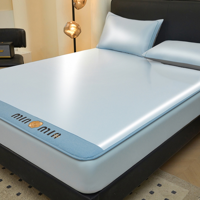 91家纺网 家纺一手货源 找家纺 全季家居 2025新款全季家居5A抗菌min系列凉感冰丝席 床笠-天蓝