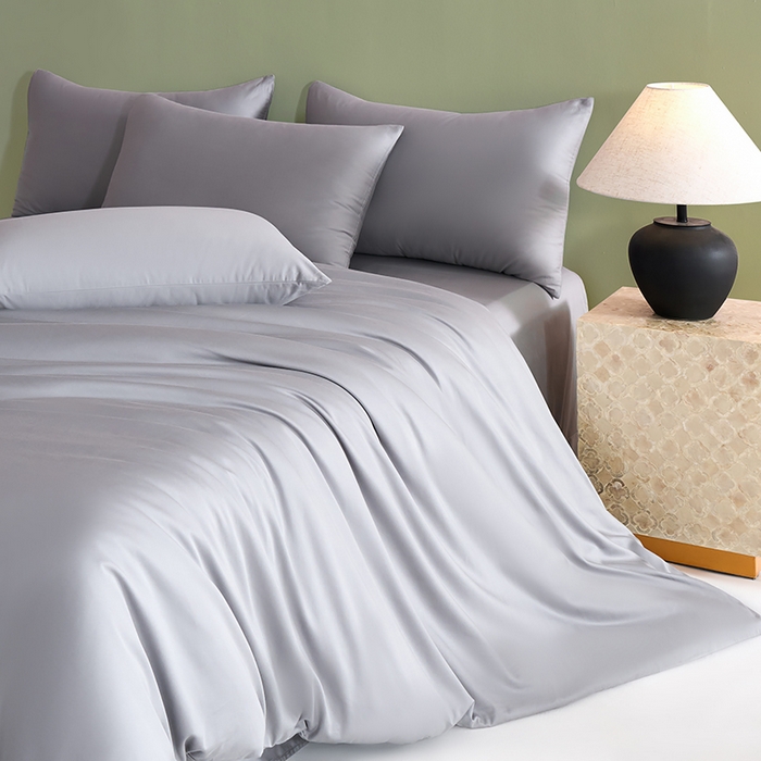 91家纺网 家纺一手货源 找家纺 闲鱼家纺 2025新款亲肤舒适60S黑标A类全棉纯色四件套单被套单床笠-风格一单被套单床笠-风格二 星辰灰