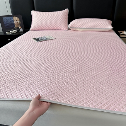湘之帛 2025新款华夫格冰豆豆凉席 米字格-樱花粉