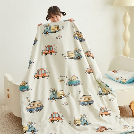 艾佳宝贝 2025新款A类儿童全棉多功能单被套可拆式夏被 巴士汽车