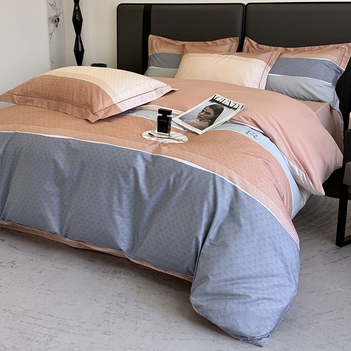 91家纺网 家纺一手货源 找家纺 乐蔻家纺 2025新款全棉13376数码印花四件套 漫步（桔）