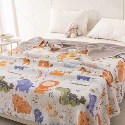 91家纺网 家纺一手货源 找家纺 （总）乐家毛巾被（工厂自产自销） 2025春夏新款三层全棉纯棉印花毛巾被