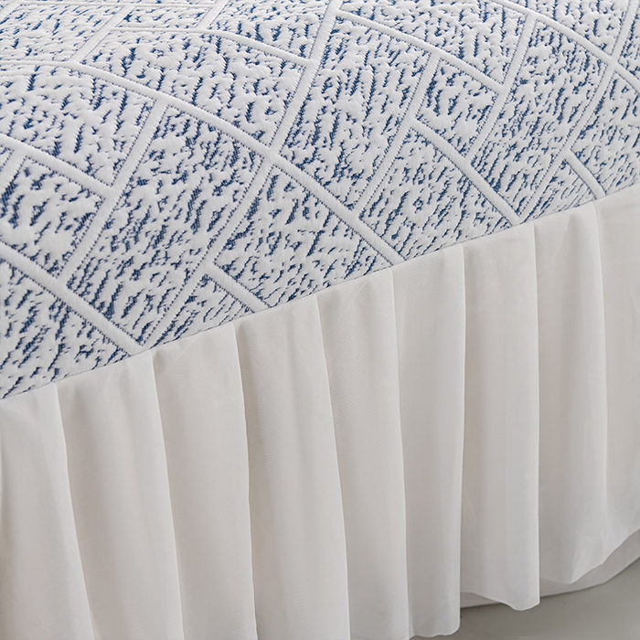 91家纺网 家纺一手货源 找家纺 叠派家纺 2025新款5A抗菌雅致床裙款三件套 雅致床裙款-冰深蓝