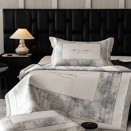 91家纺网 家纺一手货源 找家纺 三味舒屋2025 凉感抗菌防螨印花冰丝养生席（新升级7A抗菌） 森芙灰