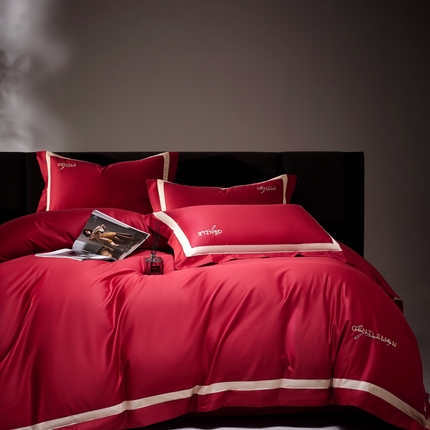 91家纺网 家纺一手货源 找家纺 （总）佳汐蓝家纺 2025春夏新款新疆棉纯棉轻奢四件套（贴边款）