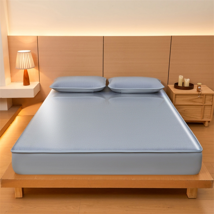 91家纺网 家纺一手货源 找家纺 （总）2025夏季新品纯色冰藤床笠三件套凉感冰丝床笠席子单件床罩