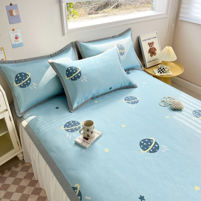 91家纺网 家纺一手货源 找家纺 懒猫家纺 2025春夏新款250D数码印花冰丝席凉席席子 探索星球