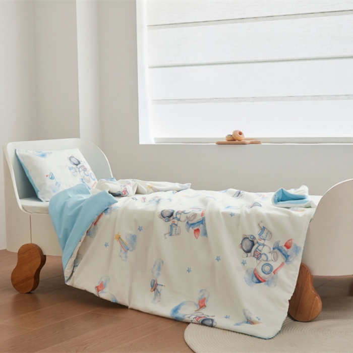 91家纺网 家纺一手货源 找家纺 艾佳宝贝 2025新款A类儿童全棉多功能单被套可拆式夏被 航天员