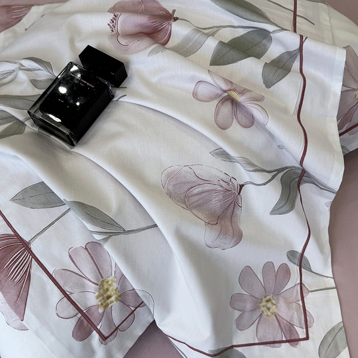 91家纺网 家纺一手货源 找家纺 乐蔻家纺 2025新款全棉13376数码印花四件套 夏恋（粉）