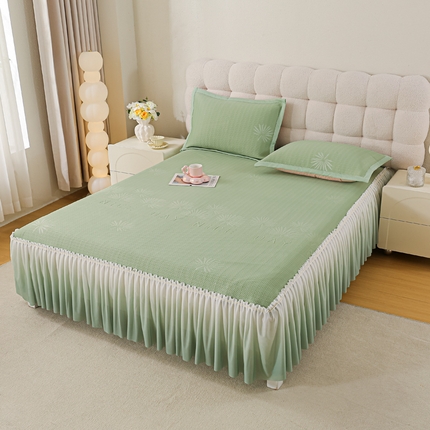 91家纺网 家纺一手货源 找家纺 （总）2025新款叶语时光冰丝软凉席床裙款