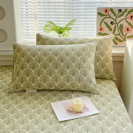 91家纺网 家纺一手货源 找家纺 （总）春皖家纺 2025新款A类全棉简约老粗纱布四件套风格一-普通款单枕套