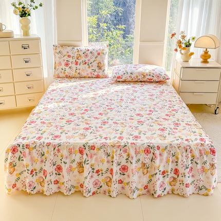 91家纺网 家纺一手货源 找家纺 （总）莎臣豹 2025新款植物羊绒单品单件单床裙可配床裙三件套