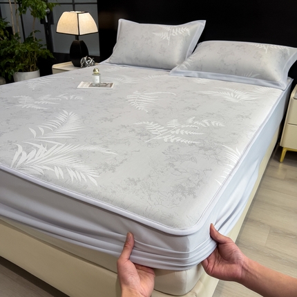 91家纺网 家纺一手货源 找家纺 （总）倾慕家纺 2025新款简约PE50提花凉感席席子凉席-床笠款