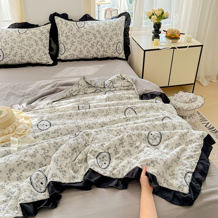 91家纺网 家纺一手货源 找家纺 佳一家纺 2025新款亲肤水洗棉夏被 花香